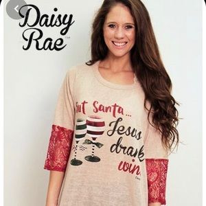 Daisy Rae But Santa Jesus Drank Wine Tunic Top size XL